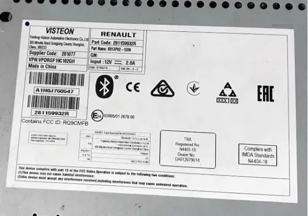 Radio 281159932R Renault (RVI)