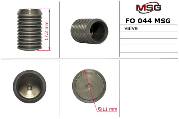 Válvula de bomba de dirección asistida FO044VALVE MSG