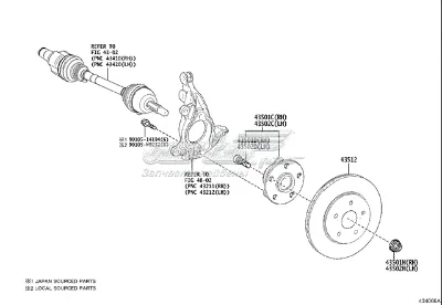 Freno de disco delantero TOYOTA 4351202390