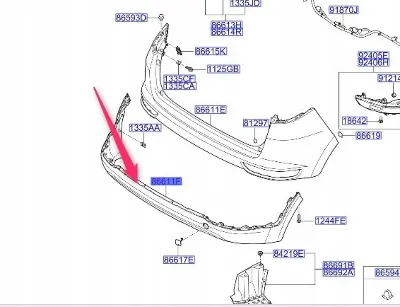 Parachoques trasero, parte inferior HYUNDAI 86612F1110