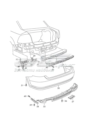 Soporte de parachoques trasero VAG 6RU898393