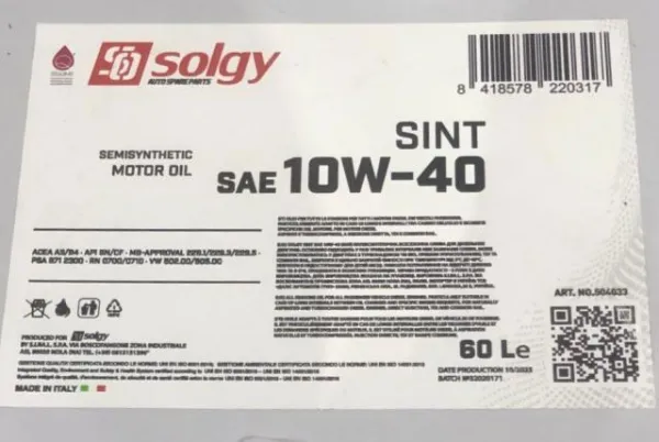 Aceite de motor 504033 Solgy