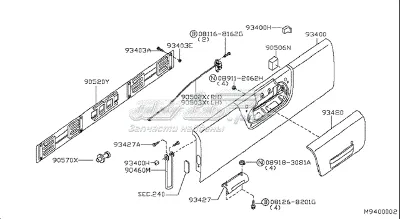 Listón embellecedor/protector, puerta de maletero NISSAN 90606EA810