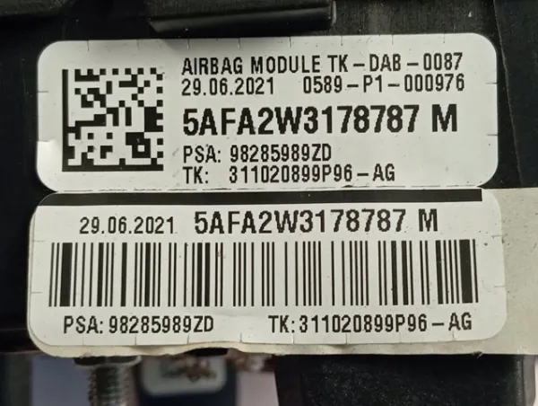 Airbag de volante 98285989ZD Peugeot/Citroen