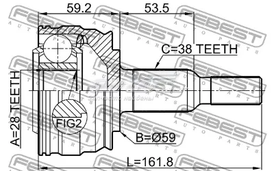 Junta homocinética exterior trasera FEBEST 2310TRANRR
