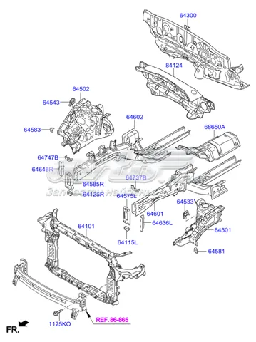 Soporte de radiador 641012W200 Hyundai/Kia