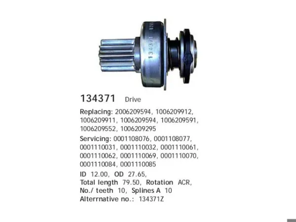 Kit de reparación de motor de arranque 134279 Cargo